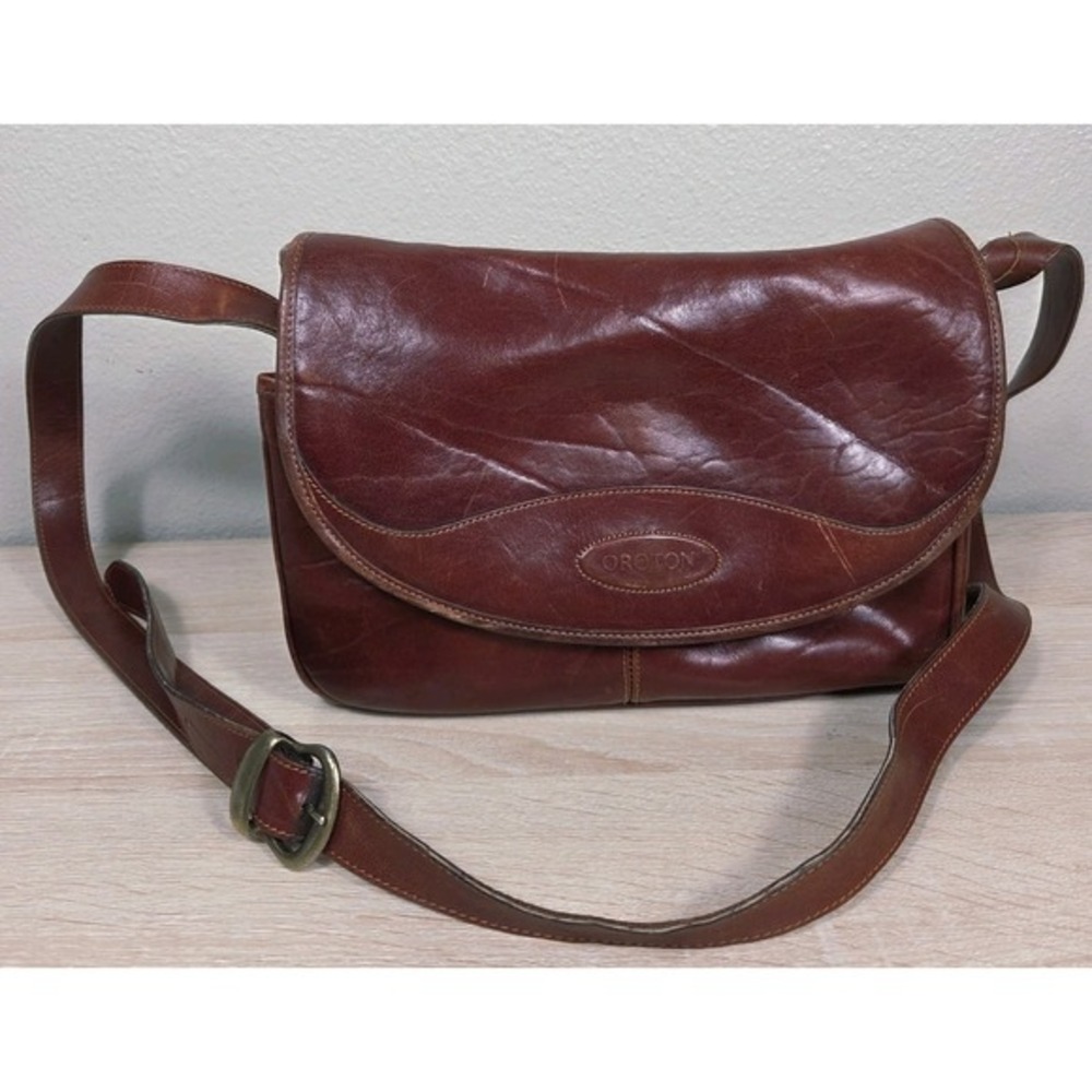 Vintage Oroton‎ Leather Messenger Bag Made in Australia Brown Crossbody Satchel